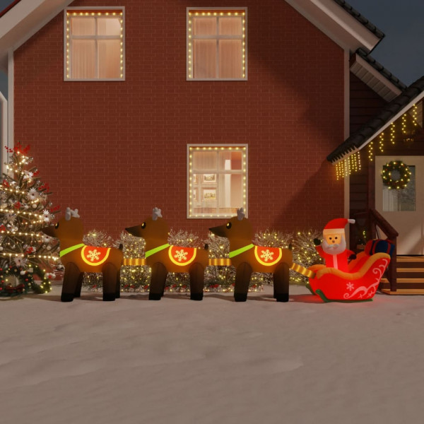 Papá Noel y renos de Navidad inflables con LED 138 cm D