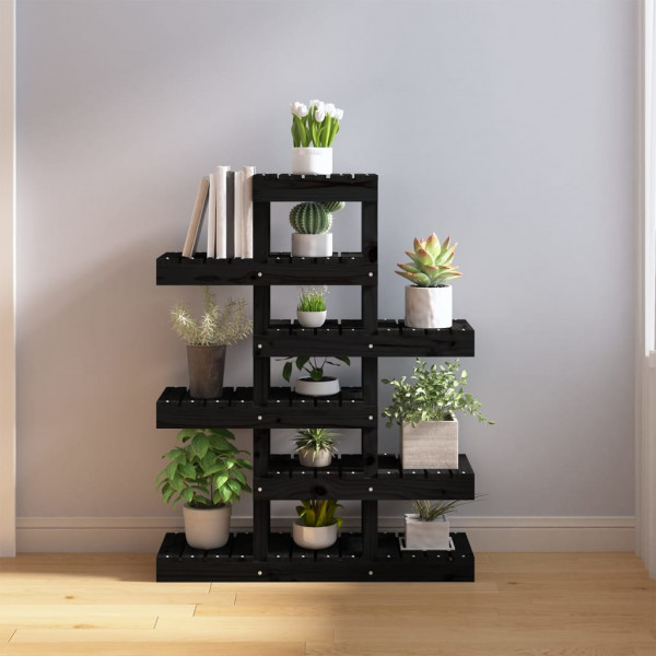 Soporte para plantas madera maciza pino negro 85x25x109.5 cm D