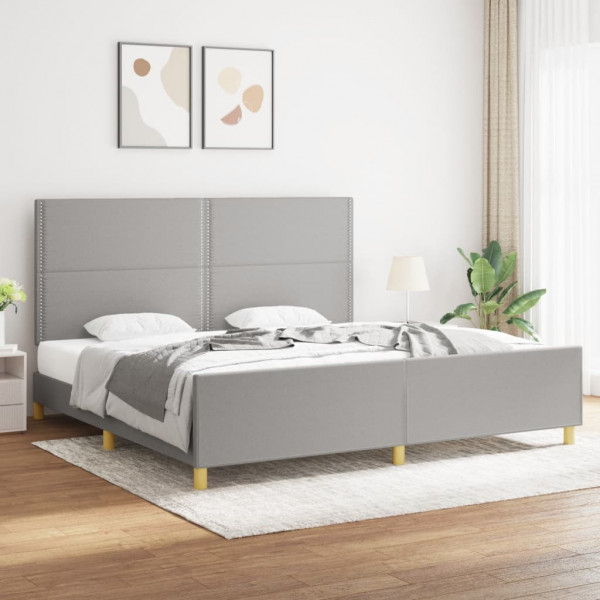Estrutura de cama com cabeçalho de tecido cinza claro 200x200 cm D