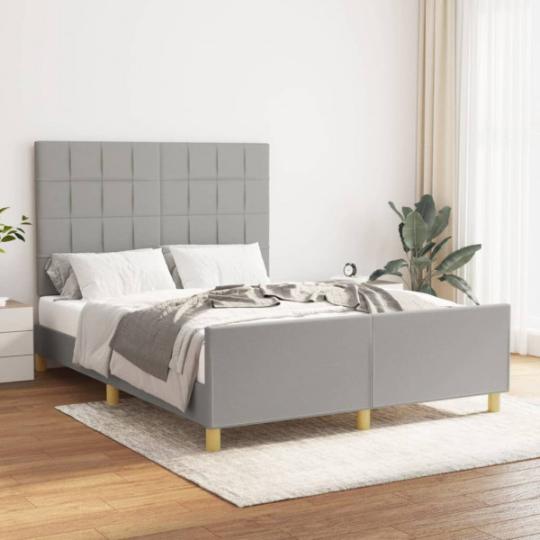 Estrutura de cama com cabeçalho de tecido cinza claro 140x190 cm D