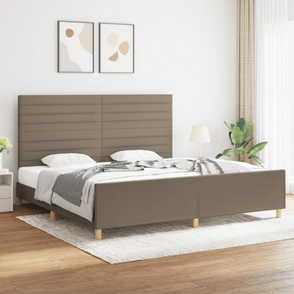 Estructura de cama con cabecero de tela gris taupe 200x200 cm D