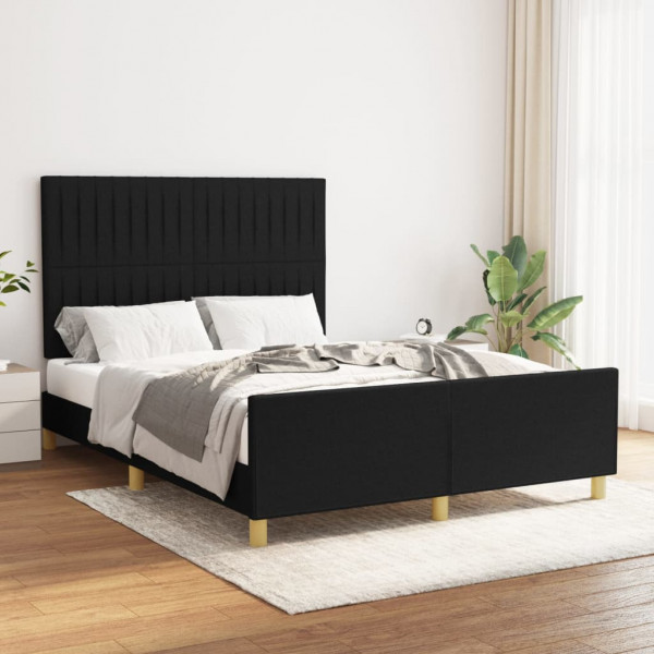 Estructura de cama con cabecero de tela negro 140x190 cm D