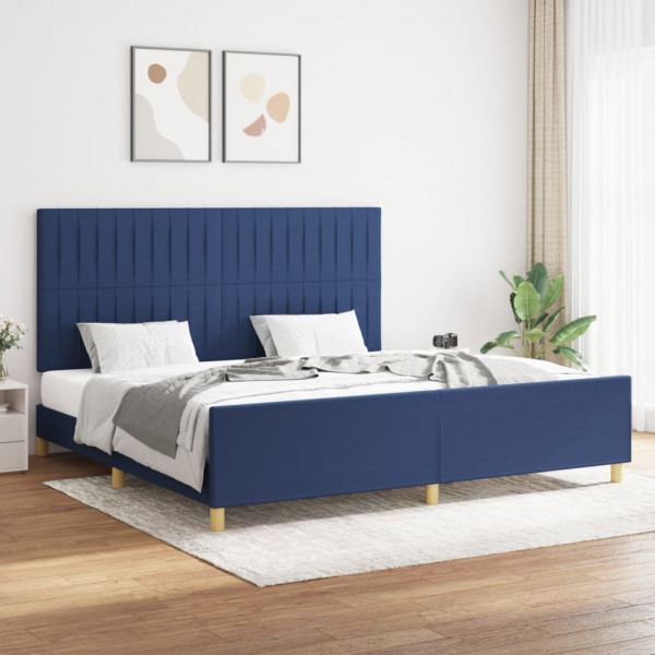 Estructura de cama con cabecero de tela azul 200x200 cm D