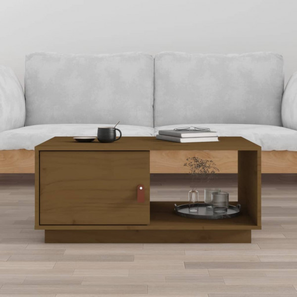 Mesa de centro em madeira maciça de pinho castanho mel 80x50x35,5 cm D