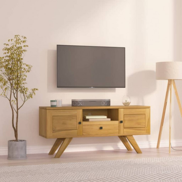 Mueble de TV madera maciza de teca 110x30x50 cm D