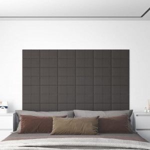 Paneles de pared 12 uds tela gris oscuro 30x15 cm 0.54 m² D