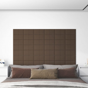 Paneles de pared 12 uds tela marrón 30x15 cm 0.54 m² D