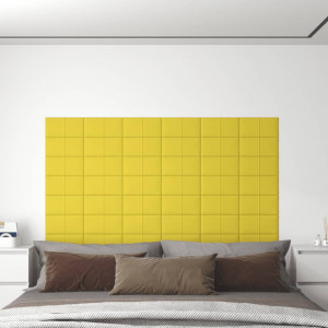 Paneles de pared 12 uds tela amarillo claro 30x15 cm 0.54 m² D