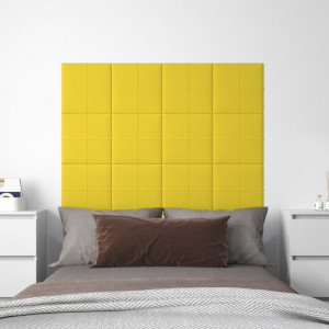 Paneles de pared 12 uds tela amarillo claro 30x30 cm 1.08 m² D