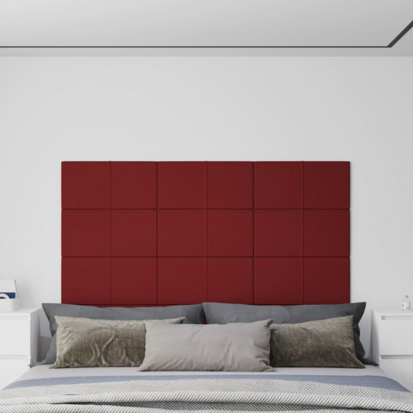 Paneles de pared 12 uds tela rojo tinto 60x30 cm 2.16 m² D
