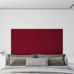 Paneles de pared 12 uds terciopelo rojo tinto 60x30 cm 2.16 m² D