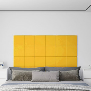 Paneles de pared 12 uds terciopelo amarillo 60x30 cm 2.16 m² D