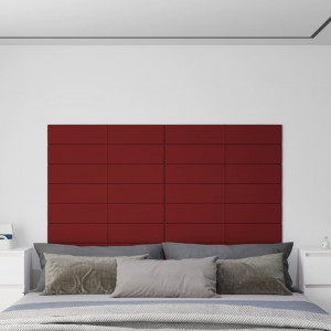 Paneles de pared 12 uds tela rojo tinto 90x15 cm 1.62 m² D