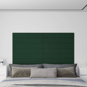 Paneles de pared 12 uds tela verde oscuro 90x15 cm 1.62 m² D