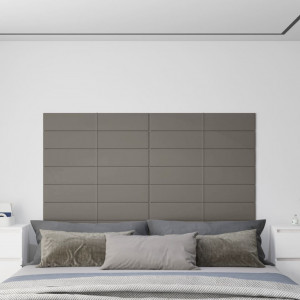 Paneles de pared 12 uds terciopelo gris claro 90x15 cm 1.62 m² D