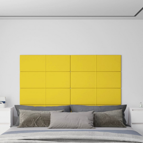 Paneles de pared 12 uds tela amarillo claro 90x30 cm 3.24 m² D
