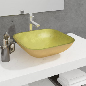 Lavabo de vidro dourado 42x42x14 cm D