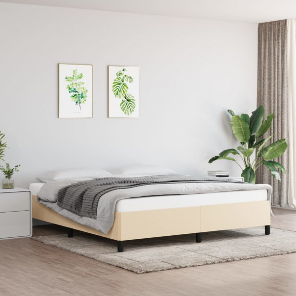 Estructura de cama de tela color crema 160x200 cm D
