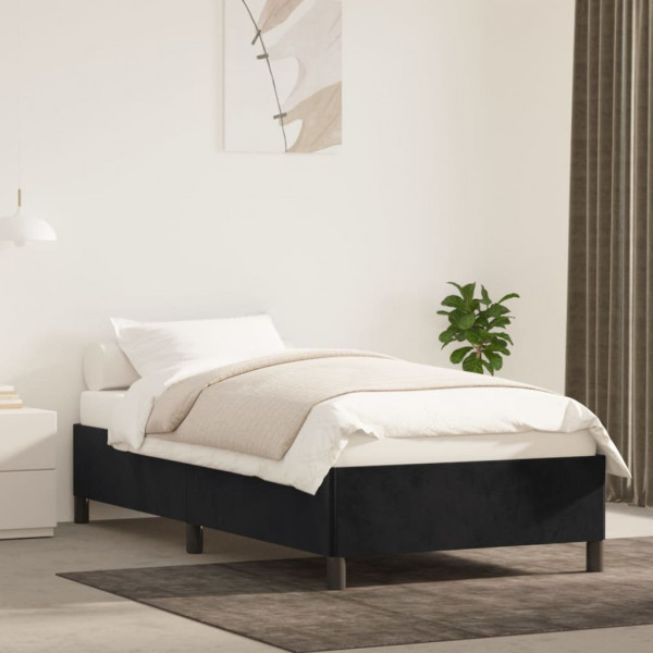 Estructura de cama de terciopelo negro 90x190 cm D