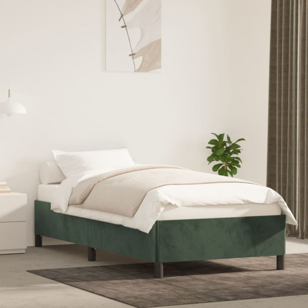 Estrutura de cama de veludo verde 90x200 cm D