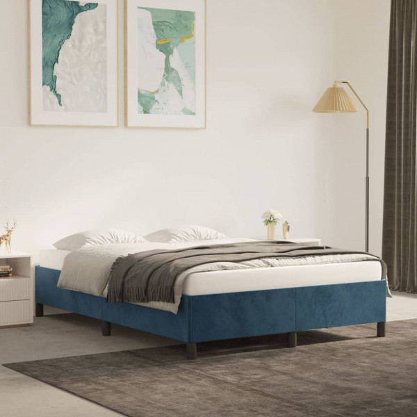 Estructura de cama de terciopelo azul 140x200 cm D