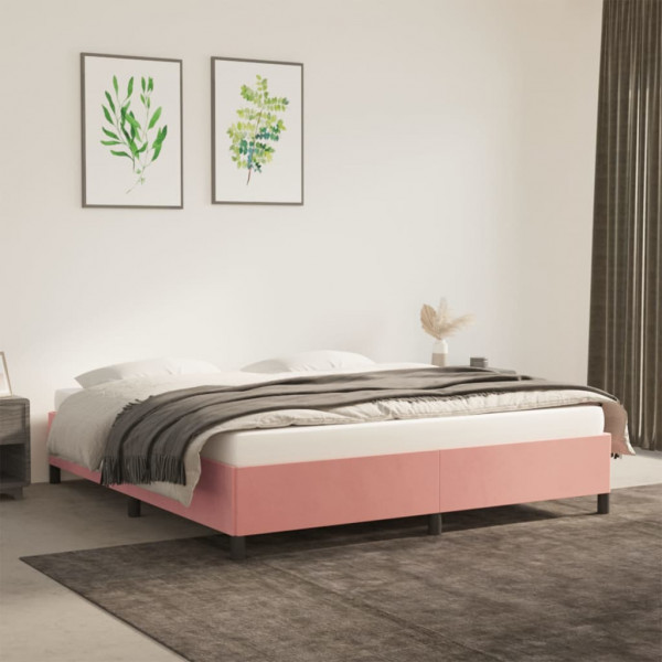 Estrutura de cama em veludo rosa 160x200 cm D
