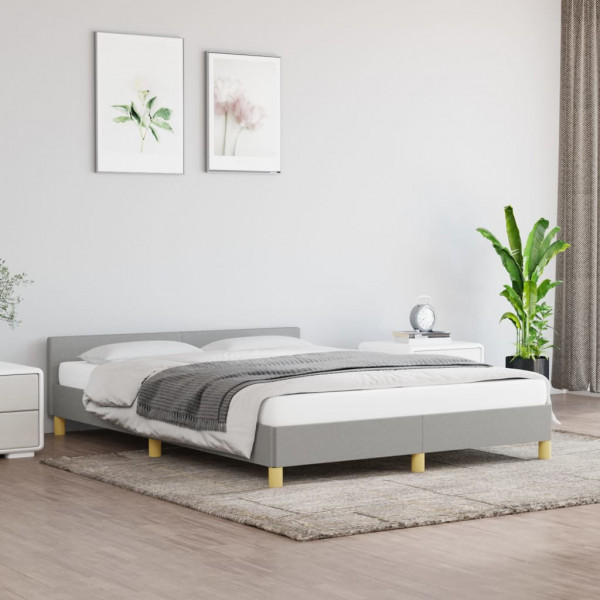Estrutura de cama com cabeçalho de tecido cinza claro 140x200 cm D