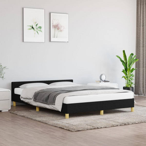 Estructura de cama con cabecero de tela negro 140x200 cm D