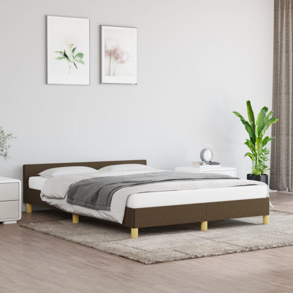 Estructura de cama con cabecero de tela marrón 140x200 cm D