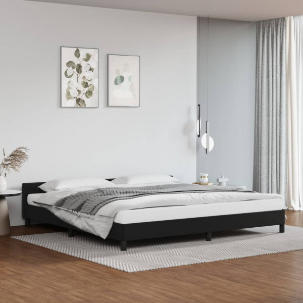 Estrutura de cama com cabeceira couro sintético preto 200x200cm D