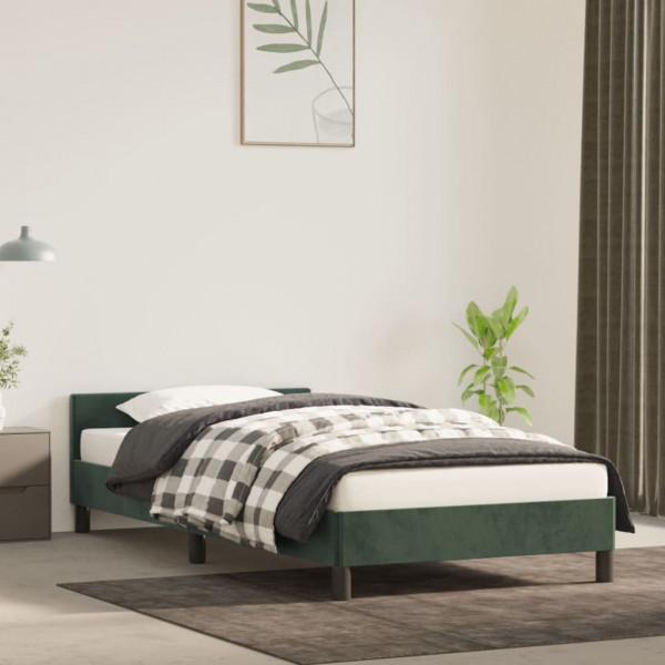 Estrutura de cama em veludo verde escuro com cabeceira 80x200 cm D