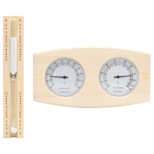 Higrotermógrafo y reloj de arena para sauna 2 en 1 madera pino D
