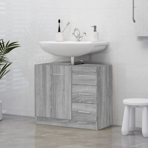 Armario para lavabo madera contrachapada gris Sonoma 63x30x54cm D