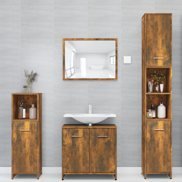 Armario baño madera contrachapada roble ahumado 30x30x183.5cm D