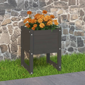 Jardinera de madera maciza de pino gris 40x40x52.5 cm D