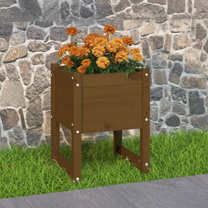 Jardinera madera maciza de pino marrón miel 40x40x52.5 cm D