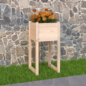 Jardinera de madera maciza de pino 40x40x81 cm D