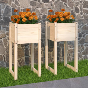 Jardinera 2 unidades madera maciza de pino 40x40x81 cm D