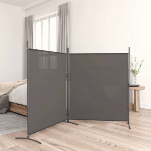 Biombo divisor de 2 paneles de tela gris antracita 348x180 cm D