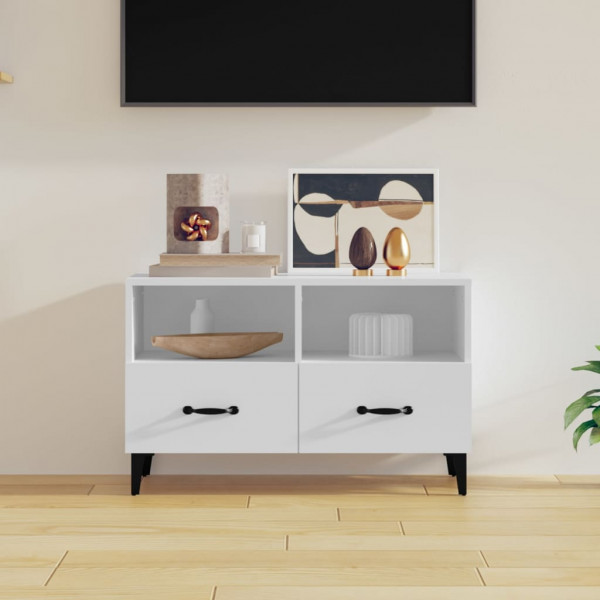 Mueble para TV madera contrachapada blanco 80x36x50 cm D
