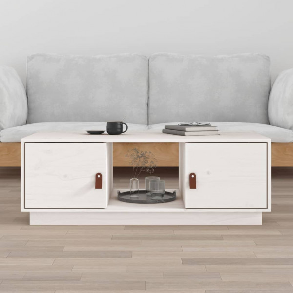 Mesa de centro de madera maciza de pino blanco 100x50x35 cm D