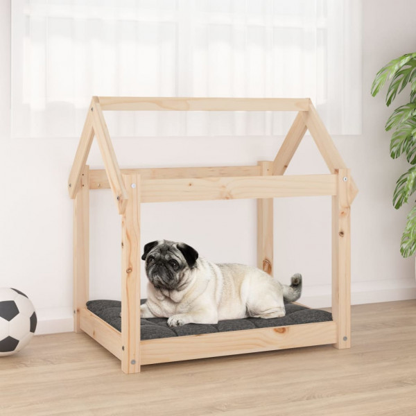 Cama para perros madera maciza de pino 71x55x70 cm D