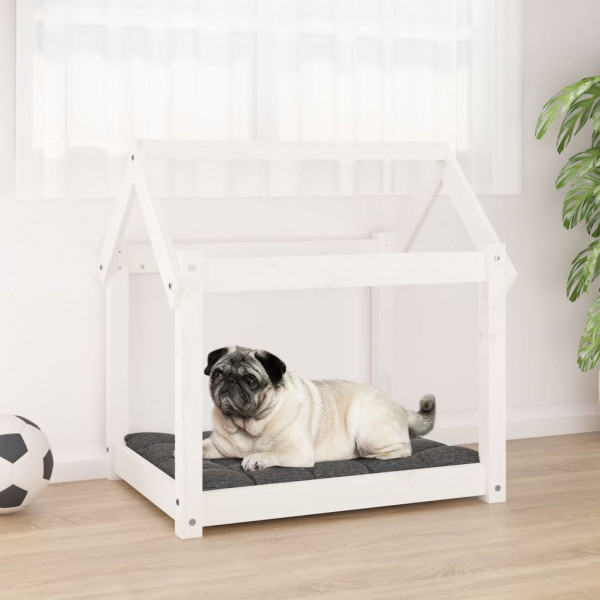 Cama de cão madeira maciça de pinho branco 71x55x70 cm D