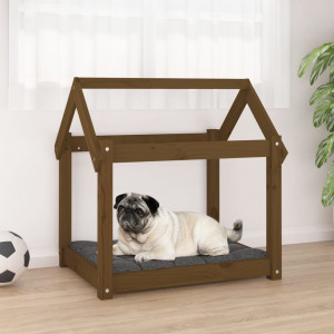 Cama para cão em madeira maciça de pinho castanho mel 71x55x70 cm D