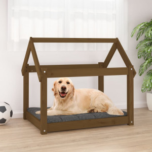 Cama de cachorro para pinho marrom de madeira maciça 81x60x70 cm D