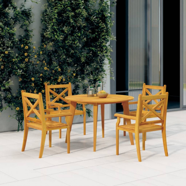 Cadeiras de jantar de jardim de madeira maciça de acacia D