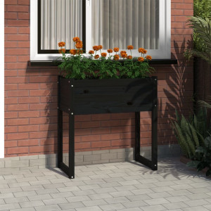 Jardinera madera maciza de pino negro 78x40x81 cm D