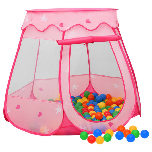 Tienda de juegos para niños con 250 bolas rosa 102x102x82 cm D