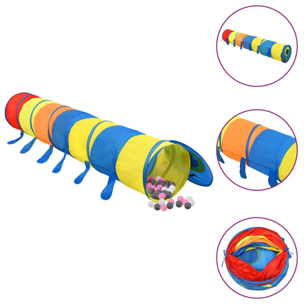 Túnel de juegos niños con 250 bolas poliéster multicolor 245 cm D