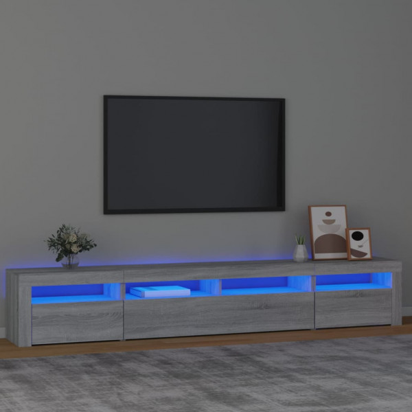 Mueble de TV con luces LED gris Sonoma 240x35x40 cm D